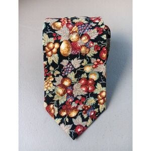 Henry Company Men's Tie Grape‎ Vine on Black Fabric Classic Old Money Yacht VTG